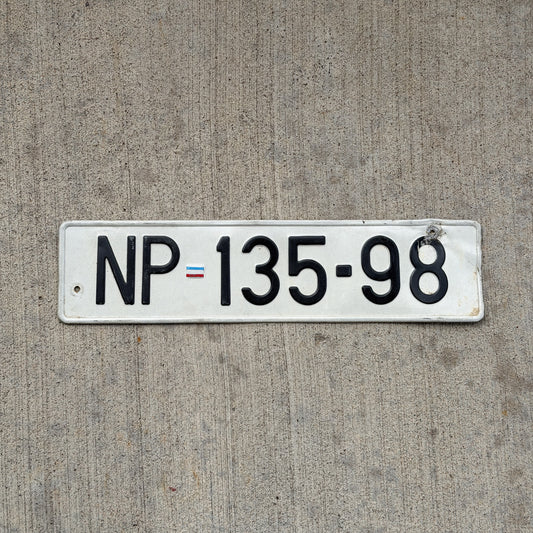 Photo of a Serbia License Plate Auto Tag Garage Decor Vintage NP 135 98 with original patina