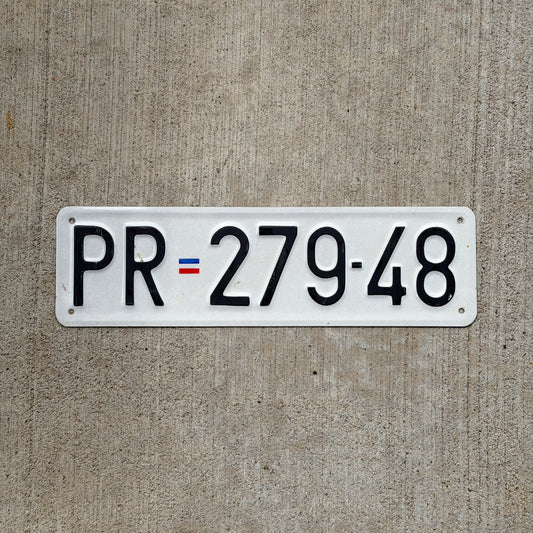 Photo of a Serbia License Plate Auto Tag Garage Decor Vintage PR 279 48 with original patina