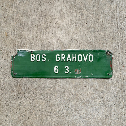 Photo of a Serbia Tractor License Plate Auto Tag Garage Decor Vintage 63 with original patina
